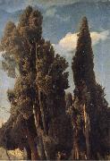 Johann Wilhelm Schirmer Cypresses Spain oil painting artist